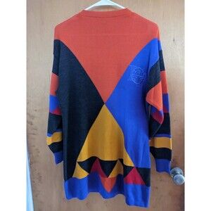 Louis Feraud Lana Laine Wool Color Block Purple Orange Yellow Sweater Size 8